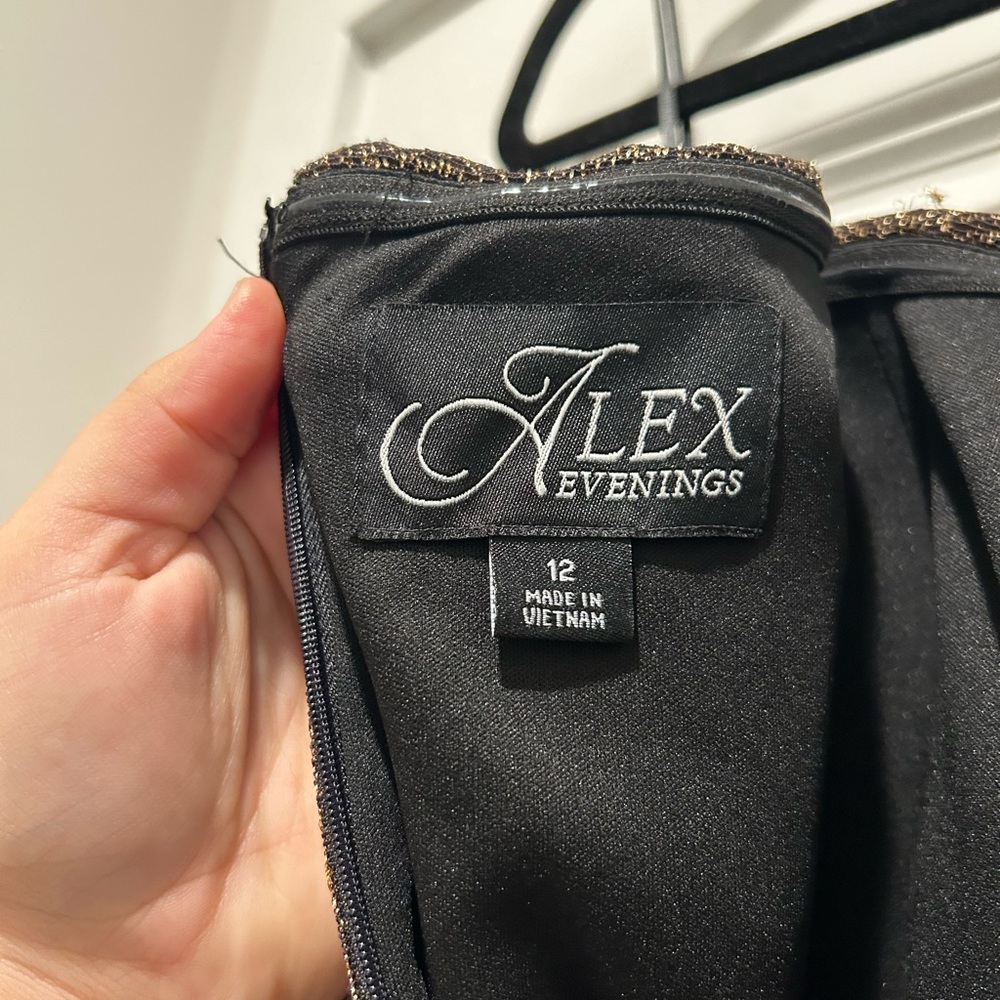 Alex Evenings Metallic Off the Shoulder Knit Sheath Gown - Picture 10 of 10